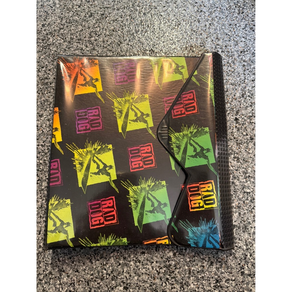 Vintage 1989 Mead Rad Dog Data Center 3-Ring Binder Organizer Neon Skater Surf